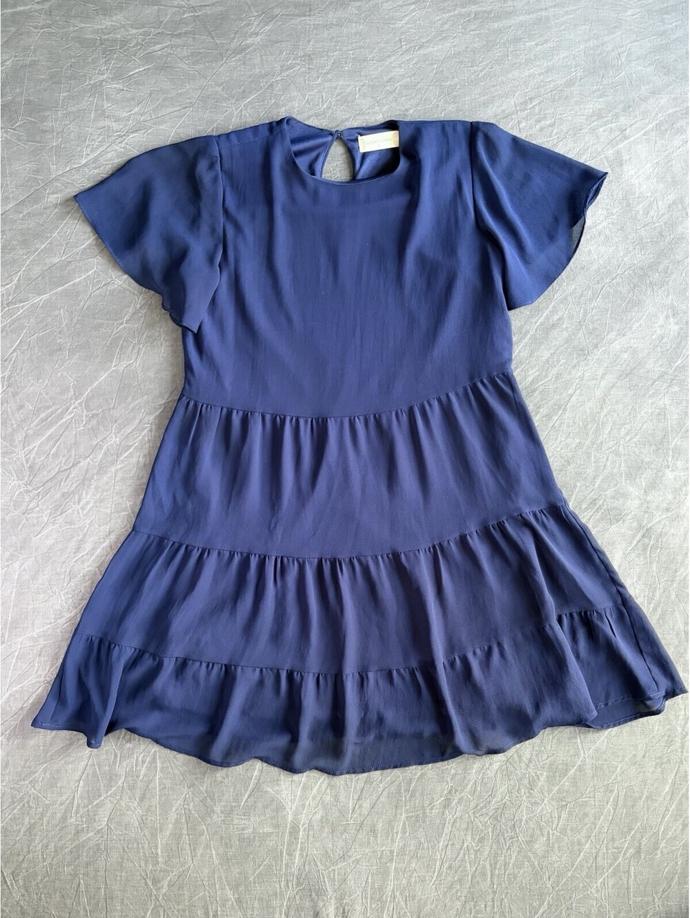 Altar’d State Blue Tiered Mini Dress Flutter Sleeve Keyhole Back Women’s